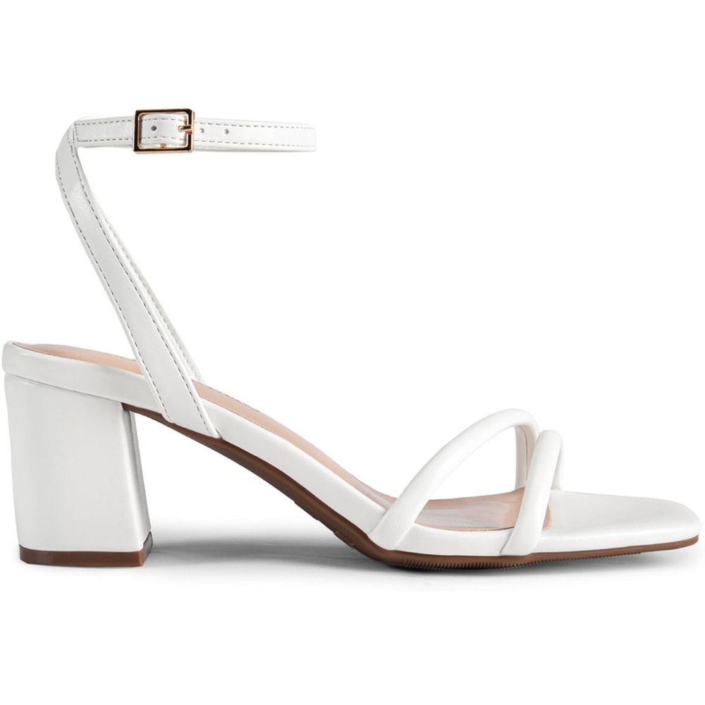 NWOT white open toe square toe block heels size 10 - Picture 2 of 5